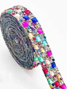 Crystal Glass Cube Self-Adhesive Glass Crystal Rhinestone Decorative Strips, Self-Adhesive Glue, Crystal Ribbon Stickers, Suitable For DIY Fashion, Shoes, Crafts, Clothing, Automotive Decor And Holiday Decorations, Valentine's Day, New Year Gifts, Home Decor - Multicolor - View 6