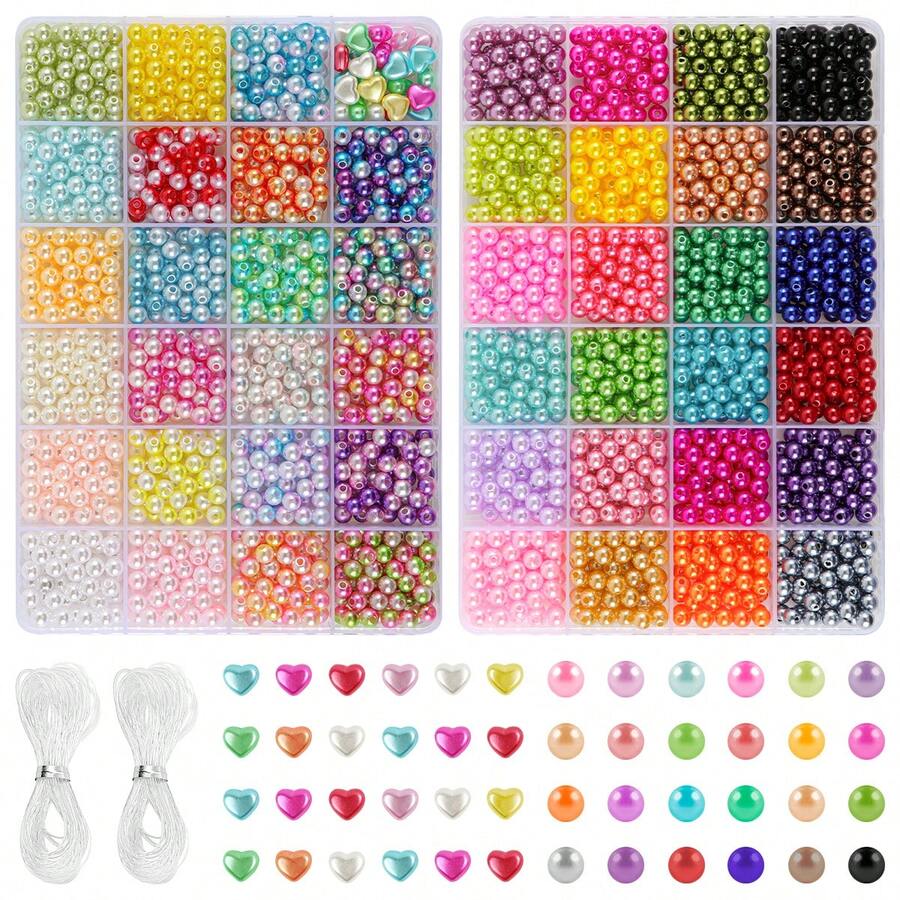 2375pcs Beaded Craft Kit, Elegant Decorative Filler For Vases, Weddings, Home Decor, Suitable For DIY Handmade Bracelets, Necklaces, Faux Pearl Sets - Imitation Pearls - View 1