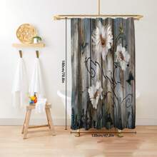 1 Stück/4 Stück Holzdekor Gänseblümchen Badezimmer Set - Wasserfester Duschvorhang mit 12 Haken, rutschfeste Badematte, U-förmige Toilettenmatte, vielseitiges Badezimmer Accessoire Set