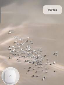 100 piezas Tachuelas metálicas de estilo japonés en forma de semicírculo, remaches de base plana de color plateado para decoración de uñas al por mayor, para diseños de uñas sencillos, suministros de arte de uñas, decoraciones de arte de uñas, diseño de uñas DIY, uñas, accesorios para uñas, encantos de arte de uñas, gemas para uñas