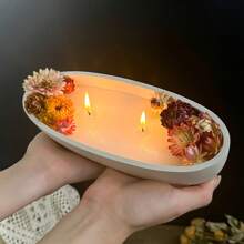 1pc Boat-Shaped Silicone Mold – Oval Resin & Cement Tray For Candle Making, Jewelry Storage, Succulent Planter, Candy Dish & Home Decor Display