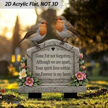 2D Flat, 1pc Classic 2D Flat Memorial Garden Stake - Durable Plastic Grave Decoration With Heart & Floral Design, No Electricity Needed For Memorial Gardens, Gravesites, Lawns, Memorial Day Decor, Lawn Decor, Peaceful Cemeteries, Weather-Resistant, 2D Flat - Multicolor - View 2