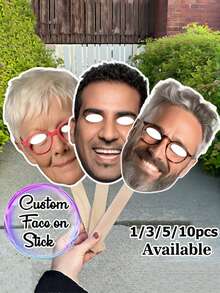 Photo Face Masks Birthday Party Decorations Personalised Fan Face Cutout Head On A Stick Cut Out Funny Face Mask,Personalized Big Head Cutout On A Stick Custom Face Cutout Party Decor Accessories Upload Photo Image For Birthday, Weddings - Multicolor - View 1