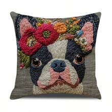 Vintage Elephant & Dog Print Pillowcase, Boho Style Cushion Cover For Home, Living Room, Sofa Decor