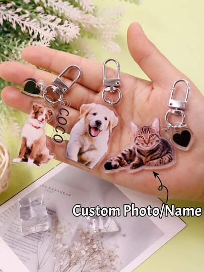 Chaveiro Personalizado com Foto/Nome, Chaveiro Personalizado com Foto de Animal de Estimação, Chaveiro de Coração de Acrílico Personalizado, Encantos Personalizáveis para Bolsas, Encantos para Bolsas, Encantos para Bolsas para Bolsas, Chaveiros para Mulheres/Homens, Presentes de Aniversário, Aniversário, Decoração de Quarto, Fotos de Animais de Estimação/Casal/Família, Namorada, Namorado, Amigos, Estudantes, Mãe, Presentes Únicos