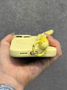 Luxury Magnetic Soft Silicone Phone Case, Compatible With IPhone 17 Pro Max/17/16/15/14/13/12/11 Pro Max Plus, Supports Magnetic Wireless Charging, Shock-Proof Protective Cover - Custard + Short Rope - View 6