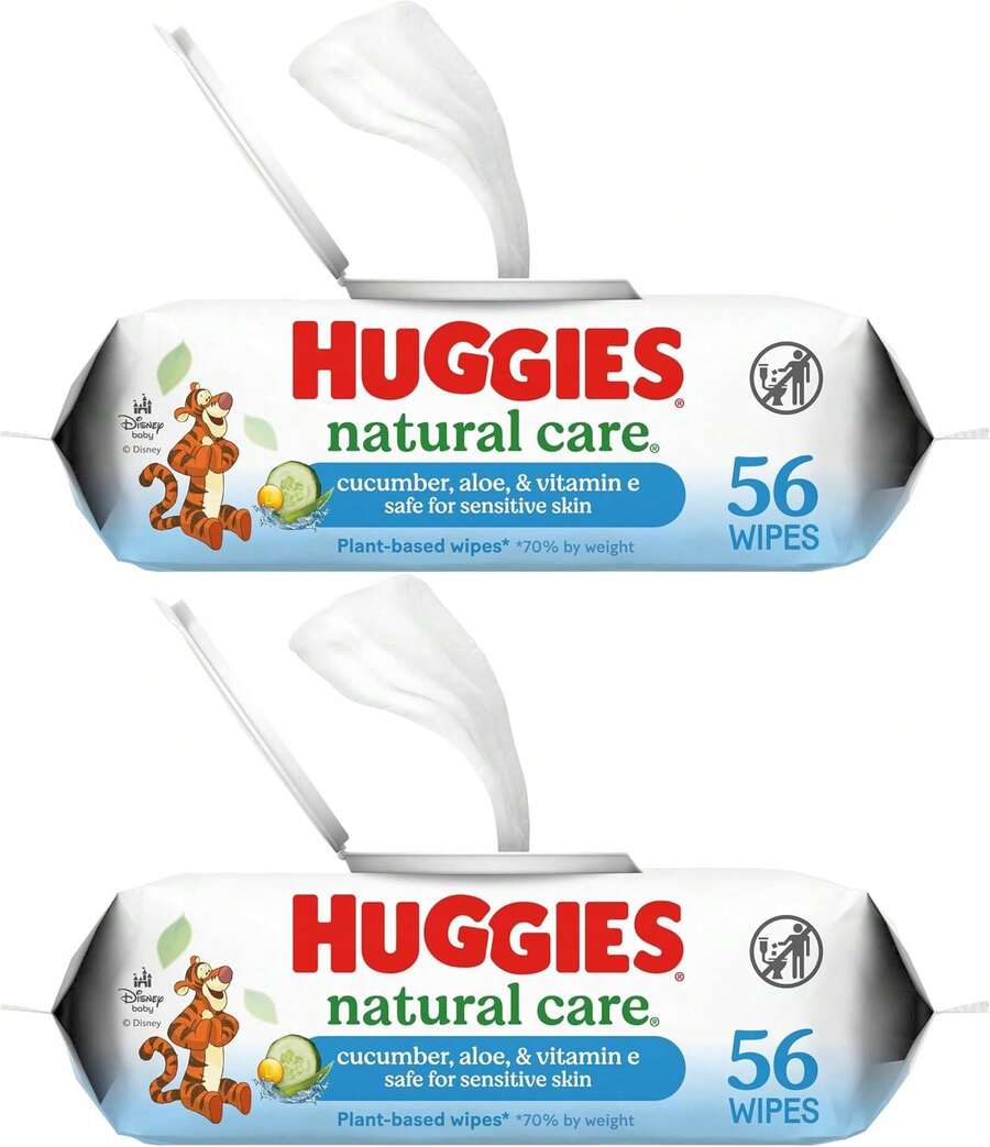 Huggies Natural Care Cucumber, Aloe And Vitamin E Baby Wipes, Hypoallergenic, Scented, 10 Flip-Top Packs (560 Wipes Total), Packaging May Vary - 56 個(1 包) - 查看 1