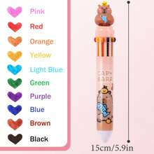 2pcs/Set Random Colors Cute Capybara Animal Ten-Color Ballpoint Pen Handbook Pen Marker Pen School Supplies Office Stationery School Supplies, Back To School