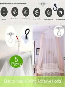 3pcs Rotatable Ceiling Adhesive Hooks - Easy Install, No Drill, Sticky Hanger For Hanging Plants, Lanterns, Wind Chimes, Contemporary Ceiling Decoration With Utility Hook Best Gifts Birthday Easter Graduation
