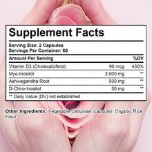 Myo & D-Chiro Inositol - 2000 Mg Per Serving - With Ashwagandha & Vitamin D3 - Hormone, Ovarian & Reproductive Support - 120 Capsules - 1 瓶 - 查看 2