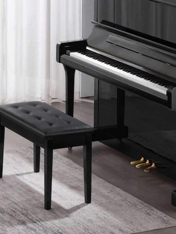 KFFKFF Piano Bench, Multiple Sizes, Single Or Double Chair, Adjustable Height, Padded Cushion, Storage Compartment For Music Books, Wooden Piano Stool Seat, For Vanity, Living Room