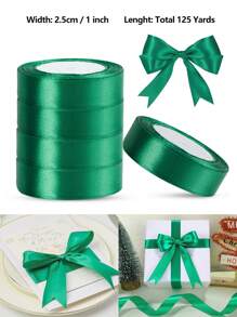 125 Yards/1 Inch Single-Sided 31-Color Solid Color Satin Ribbon Set, 125 Yards/1 Inch Wide Per Roll, Various Ribbons Suitable For Gift Wrapping, Christmas, Weddings, Parties, Flower Decorations