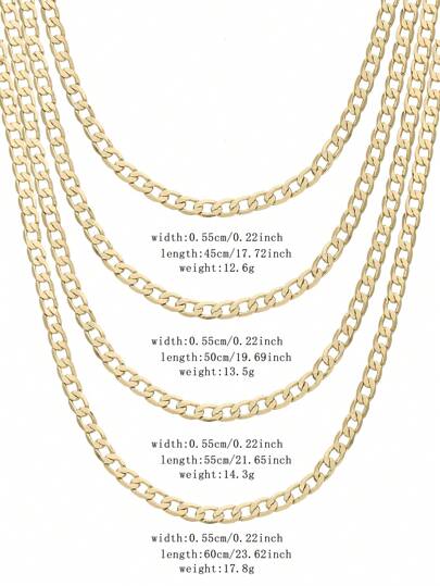 1pc 14k Gold Plated 5.5mm Double Clip Necklace, Classic Fashion Necklace For Women & Men, Suitable For Holiday, Daily, Outdoor Wear, Great Gift For Friends And Girlfriend