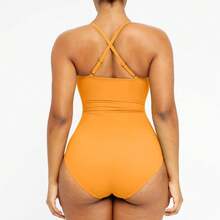 Shapellx Women's Sculpt Shaping Swimsuit U-Ring Cut Out Slimming Swimwear Tummy Tucking Bathing Suit - Yellow - View 4