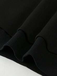 加大码男士创意飞鱼拉面卡通图案宽松保暖抽绳卫衣，适合街头、户外和休闲日常穿着，秋冬季长袖上衣 - 黑色 - 查看 4