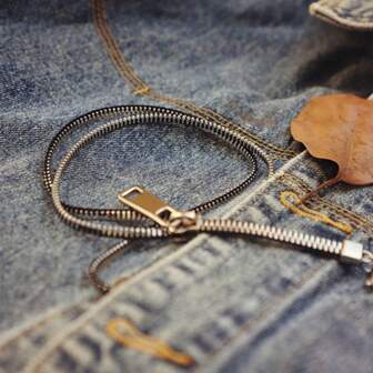 Zipper Necklace Pull-Able Zipper Sweater Chain Clavicle Necklace Creative Fashion Unisex Titanium Steel Punk Choker