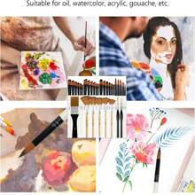Set di 32 pennelli in nylon - tondi, nocciola, piatti, a ventaglio, angolati e per dettagli, adatti per acrilici, oli e pittura ad acqua, ideali per artisti e studenti, materiale scolastico, back to school