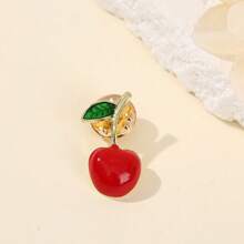 Broche de cereza esmaltado, estilo simple y lindo, forma asimétrica, accesorio de moda para mochila y ropa, regalo para mujeres y mochilas escolares