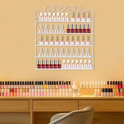 YUNRUX 5 Tier Nail Polish Racks, Nail Polish Racks For The Wall, Nail Polish Wall Rack Nail Polish Bottles | Essential Oil Storage Display Nail Polish Rack (White)