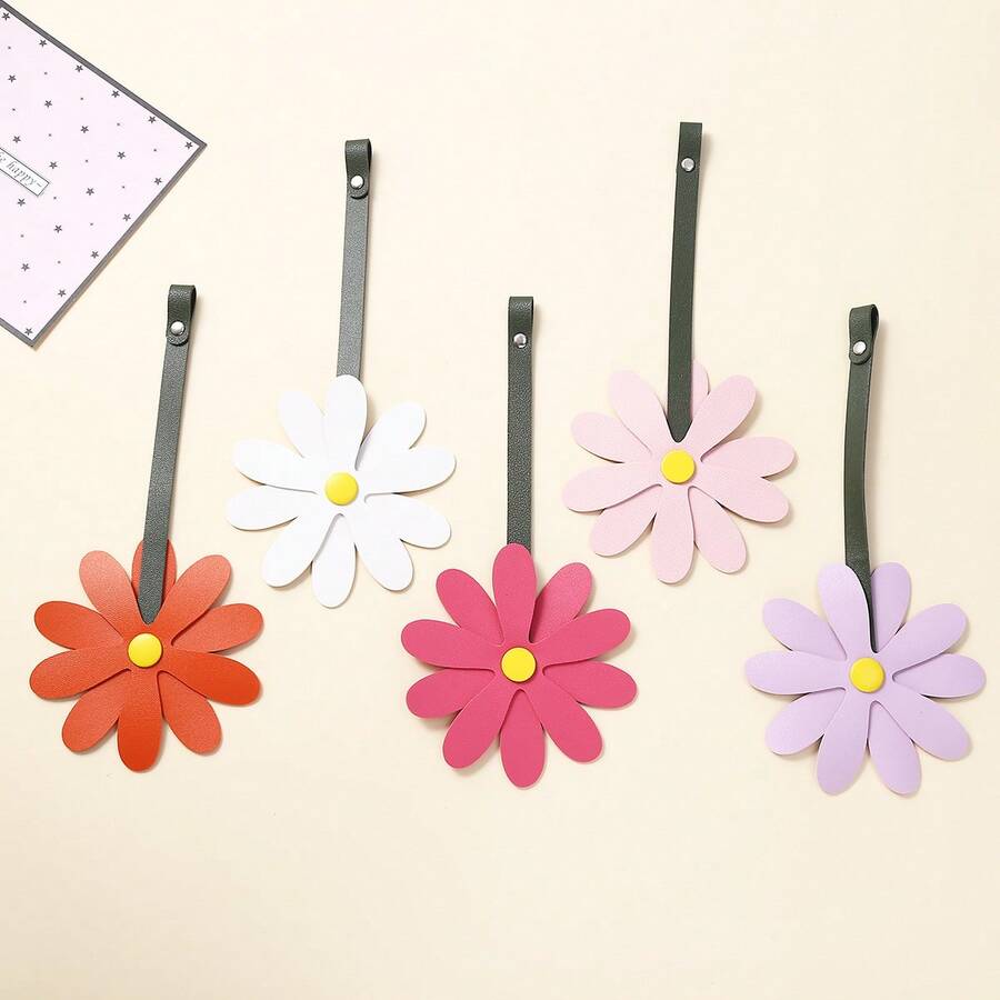 全新 PU 皮革小雏菊吊饰、向日葵钥匙扣、花卉皮革装饰、包袋礼品 - 彩色 - 查看 1