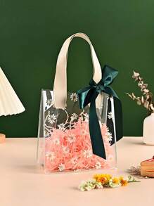 1 pieza, Bolsas de tote transparentes con estampado de margaritas Mini, Bolsas de regalo de PVC, Bolsas de tote con patrón de margaritas lindas, Bolsas de embalaje de regalo, Apropiado para regalos de boda, promociones, pequeños negocios, bolsas de compras, bolsas de fiesta, bolsas de regalo de fiesta de cumpleaños de boda, bolsas de embalaje de alimentos