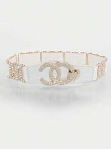 1 Stück Damen Strass Elastischer Taillengürtel, modisches Tailleneband mit Kristall Verzierung, vielseitig kombinierbar mit Kleidern Sommer, Schule