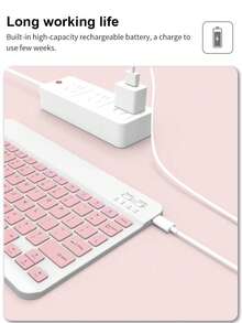Portable Mini Wireless Keyboard And Mouse Combination, Ultra-Thin Design, Rechargeable Lithium Polymer Battery, 550mAh, Compatible With Laptops, Desktops, PCS, Tablets, Ipads, Android, MacBooks, Optical Motion Detection, Silent Click, Type-C Charging, Does Not Support Fast Charging - Multicolor - View 6