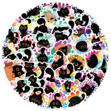 50pcs Proud And Cute Black Cat Personalized Doodle Stickers Decorative Phone Case Water Cup Diary Computer Helmet Waterproof Gift Decals