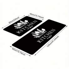 1pc Soft Kitchen Mat, Cushioned Anti-Fatigue Comfort Rug, Waterproof Non-Slip Floor Mat, Runner Carpet For Living Room Bedroom, Home Decor, Kitchen Laundry Bathroom - Black - View 16