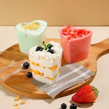 5 Oz herzförmige klare Dessertschalen, Mousse Schalen ohne Löffel oder Deckel, wiederverwendbare Kuchenformen für Desserts, Pudding, Gelee, Vorspeisen, Parfait, geeignet für Muttertag, Valentinstag, Hochzeiten, Geburtstage, Picknicks, Teepartys und mehr