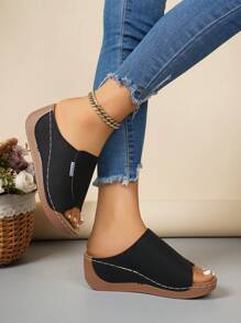 Damen Lässig Mode Zehentrenner Keilsandalen, bequeme Plateausohle