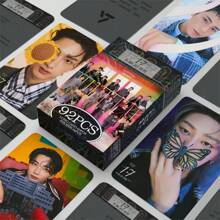 bandai بانبريستو 92 قطعة بطاقات دعم، (60 بطاقة + 32 ملصق) نمط LOMO مزدوج الوجه، بطاقات معايدة، علامات كتب، هدايا عيد الميلاد، هدايا عودة إلى المدرسة، لوازم مدرسية