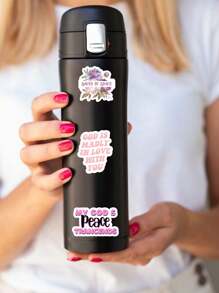 50pcs Pink Bible Verse Cartoon Stickers, DIY Journal, Decoration For Phone, Tablet