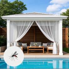 1pc Outdoor Breathable Transparent Thin Curtain, 280cm Wide, Large Size, Pole Pocket Design For Easy Installation, Durable Sunshade With Mosquito Net, Upgrade Backyard To Comfortable Insect-Free Relaxation Area, Suitable For Outdoor Patio/Vacation Home/Backyard/Porch/Gazebo/Pavilion, Insect-Proof Decor