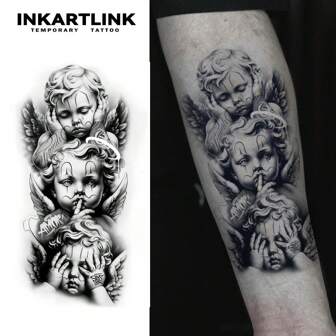  INKARTLINK Tatuaje de jugo de hierbas del ángel susurrante, tatuaje mágico, tatuaje de 15 días, tatuaje semipermanente, tatuaje falso realista, que dura 1-2 semanas