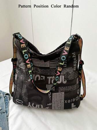 1 pieza Bolso cruzado grande de capacidad con diseño de grafiti de alfabeto vintage personalizado, bolso bandolera adecuado para bodas, fiestas, vacaciones, actividades, entretenimiento y té por la tarde