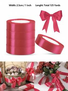 125 Yards/1 Inch Single-Sided 31-Color Solid Color Satin Ribbon Set, 125 Yards/1 Inch Wide Per Roll, Various Ribbons Suitable For Gift Wrapping, Christmas, Weddings, Parties, Flower Decorations