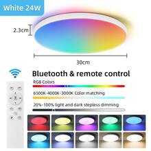 Alexa LED Ceiling Light, RGB Bluetooth Remote Control Tuya Smart Home Decoration Pendant Lamp, Bluetooth Dimmable LED Lamp For Living Room, Bedroom, Bathroom, Balcony, Dining Room, Kitchen, Closet, Display Cabinet, Study, Corridor, Restaurant, Clothing Store, Bar - Ceiling Light With Remote Control - View 14