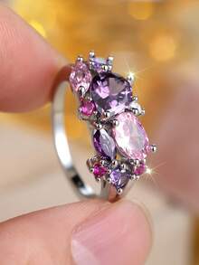 Vanel 1 件女士奢华几何多色锆石戒指，可作为生日、周年纪念或派对礼物 - 戒指 - 查看 22