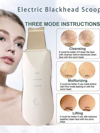 1pc Nano Ultrasonic Cleaner, Ultrasonic Blackhead Remover, Beauty Device, Blackhead Suction, Acne Scar Removal Tool, Home Electric Skin Scraper, Pore Cleaner, Facial Exfoliator, Comedone Extractor