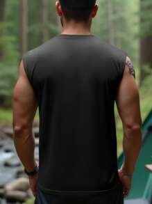 Men's Athletic Wide Shoulder Tank Top, Quick-Dry Breathable Fabric, Suitable For Home Workouts, Camping, Summer Outdoor Activities, Multipurpose Design To Meet Various Training Needs