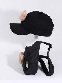2pcs/Set Cute Bear Design Baseball Cap And Bag Set, Sun Ion UV Protection Hat With Adjustable Strap, Breathable And Comfortable, Suitable For Beach Girls, Trucker Cap Style, Casual And Versatile, Excellent Sun Protection, Ideal Back-To-School Gift - Multicolor - View 2