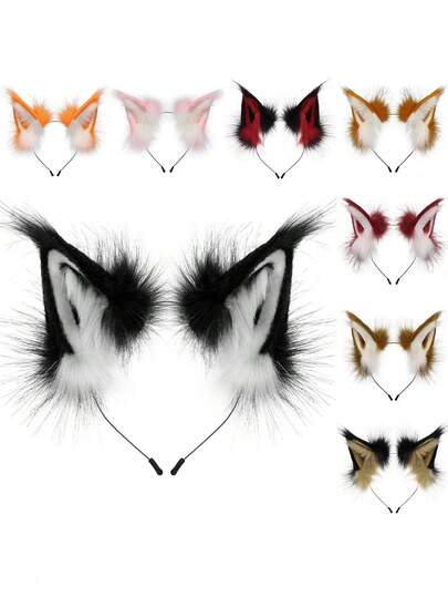动物仿皮毛狐狸狼耳头带毛茸茸手工发带头饰服装角色扮演配饰