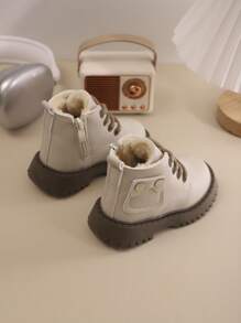 Children's Snow Boots For Both Boy And Girl, New Autumn And Winter Styles With Zip Ties, Thick And Warm, Lightweight And Fashionable Outdoor Snow Boots - Beige - View 2