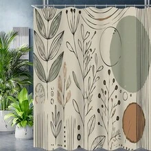 ستارة حمام قماشية بطراز بوهيمي بسيط، مطبوعة من البوليستر مع خطافات، بدون حاجة إلى ثقب، قابلة للغسل في الغسالة، بتصميم مجرد بألوان بيج فاتح وأخضر لديكور الحمام الحديث، ستارة حمام مقاومة للماء والعفن، قابلة للغسل في الغسالة، مصنوعة من البوليستر، لا تحجب الضوء، خفيفة الوزن ومنفذة للهواء. قد تختلف الألوان قليلاً حسب ظروف الإضاءة. تشمل 12 خطاف - ديكور حمام فني. - متعدد الألوان - مشاهدة 7