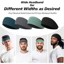 Wide Headbands For Men, Men's Headbands For Long Hair, Head Bands For Men For Workout, Running, Baseball, Football, Tennis, Basketball, Softball, 8 Pieces - 1 - View 3