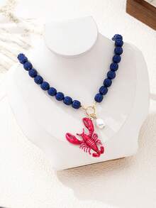 1 pieza Collar gargantilla elegante y de moda para mujer con diseño de langosta de la serie Océano - Multicolor - Ver 6