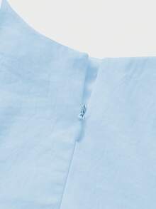 Floreya Solid Color Casual Elegant Woven Fabric Zip Up Dress, Suitable For Dates, Parties, Weddings In Spring/Summer - Baby Blue - View 8