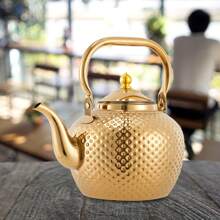 RibasuBB 2L Stainless Steel Teapot With Tea Filter, Hammered Gold Design, Anti-Scald Handle, Easy Clean, Ideal For Induction & Gas Stoves, Perfect Gift For Tea Lovers