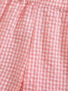 Toddler Baby Boy Girl Shorts Gingham Plaid Shorts Summer Casual Elastic Waist Shorts Pants Bottoms - 粉色 - 查看 4